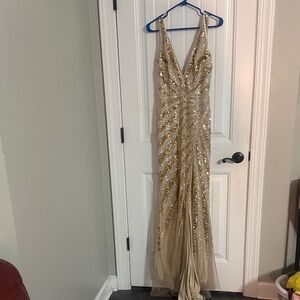 HellyMoonvGold and Champagne Sequin Evening Dress size Small